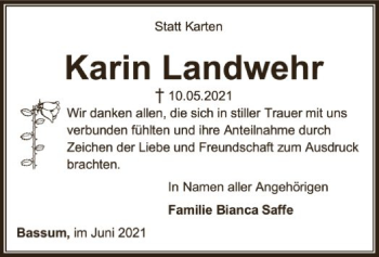 Traueranzeige von Karin Landwehr von SYK