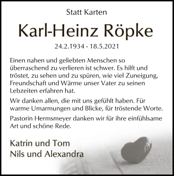 Traueranzeige von Karl-Heinz Röpke