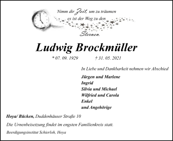 Traueranzeige von Ludwig Brockmüller von SYK