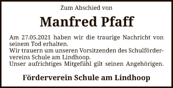 Traueranzeige von Manfred Pfaff von SYK