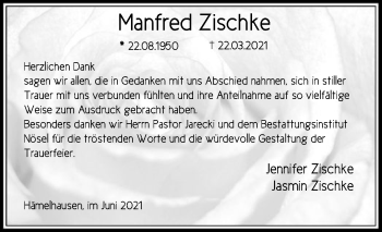 Traueranzeige von Manfred Zischke von SYK