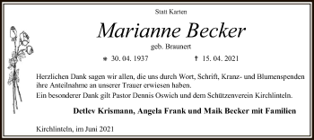 Traueranzeige von Marianne Becker von SYK