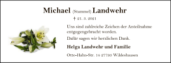 Traueranzeige von Michael Landwehr von SYK