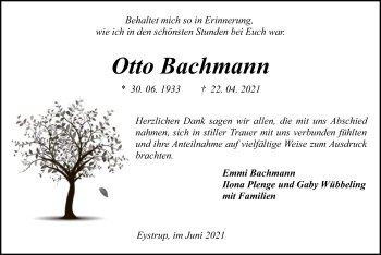 Traueranzeige von Otto Bachmann von SYK