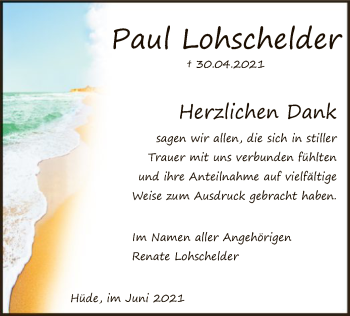 Traueranzeige von Paul Lohschelder von SYK