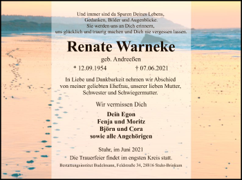 Traueranzeige von Renate Warneke von SYK