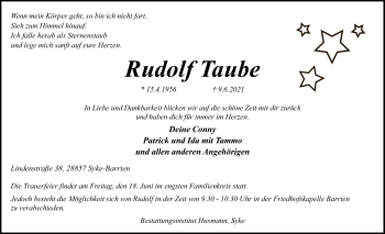 Traueranzeige von Rudolf Taube