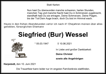 Traueranzeige von Siegfried Wessel von SYK