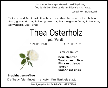 Traueranzeige von Thea Osterholz von SYK