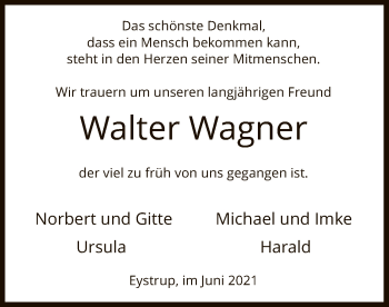 Traueranzeige von Walter Wagner von SYK