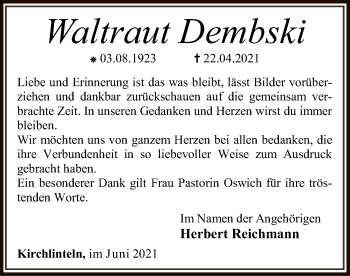 Traueranzeige von Waltraut Dembski von SYK