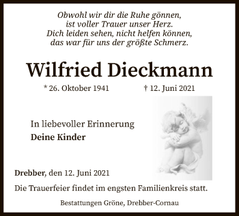 Traueranzeige von Wilfried Dieckmann von SYK