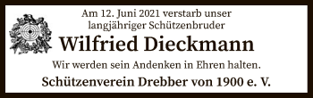 Traueranzeige von Wilfried Dieckmann von SYK