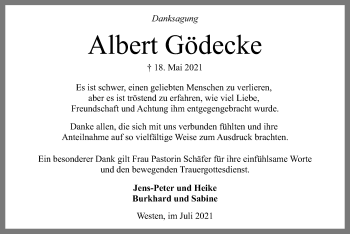 Traueranzeige von Albert Gödecke von SYK