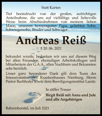 Traueranzeige von Andreas Reiß von SYK