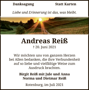 Traueranzeige von Andreas Reiß von SYK