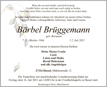 Traueranzeige von Bärbel Brüggemann von SYK