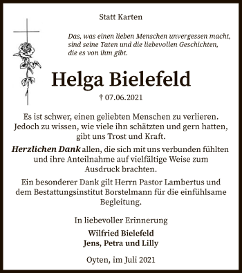 Traueranzeige von Bielefeld Helga von SYK