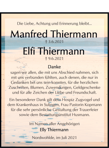 Traueranzeige von Manfred Thiermann von SYK