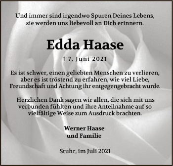 Traueranzeige von Edda Haase von SYK