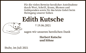 Traueranzeige von Edith Kutsche von SYK