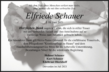 Traueranzeige von Elfriede Schauer von SYK