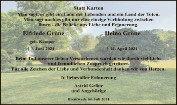 Traueranzeige von Elfriede und Heino Gröne von SYK