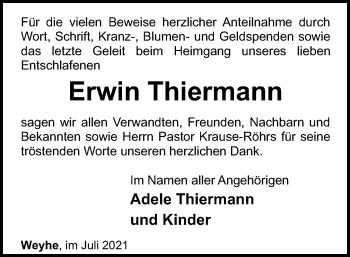 Traueranzeige von Erwin Thiermann von SYK