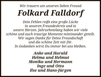 Traueranzeige von Folkard Falldorf von SYK