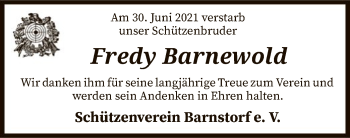 Traueranzeige von Fredy Barnewold von SYK