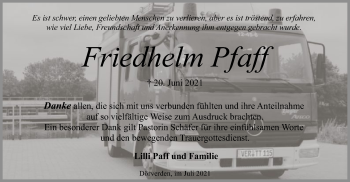 Traueranzeige von Friedhelm  Pfaff von SYK