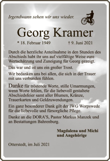 Traueranzeige von Georg Kramer von SYK