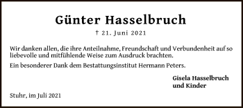 Traueranzeige von Günter Hasselbruch von SYK