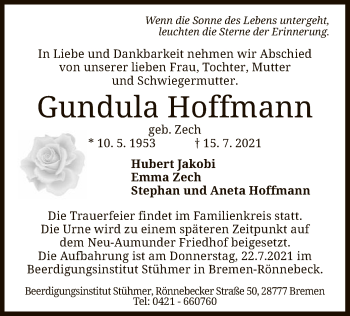 Traueranzeige von Gundula Hoffmann von SYK