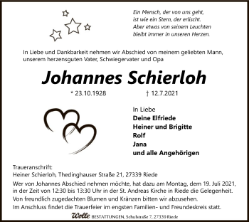 Traueranzeige von Johannes Schierloh von SYK