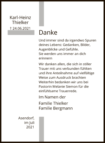 Traueranzeige von Karl-Heinz Thielker von SYK