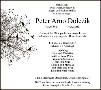 Traueranzeige von Peter Arno Dolezik von SYK