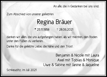 Traueranzeige von Regina Bräuer von SYK