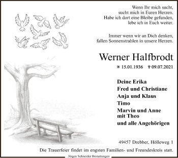 Traueranzeige von Werner Halfbrodt von SYK