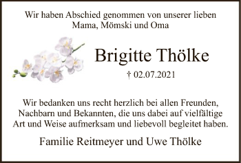 Traueranzeige von Brigitte Thölke von SYK