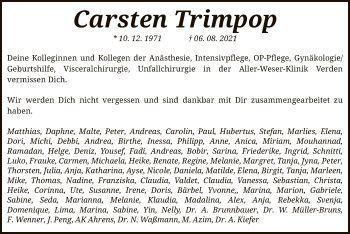 Traueranzeige von Carsten Trimpop von SYK