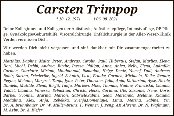 Traueranzeige von Carsten Trimpop von SYK