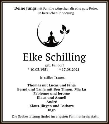 Traueranzeige von Elke Schilling von SYK