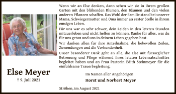 Traueranzeige von Else Meyer von SYK