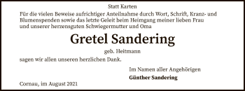 Traueranzeige von Gretel Sandering von SYK