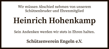 Traueranzeige von Heinrich Hohenkamp von SYK