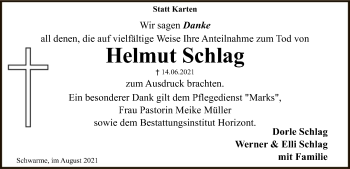 Traueranzeige von Helmut Schlag von SYK