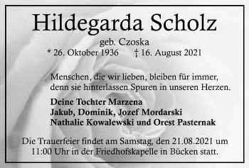 Traueranzeige von Hildegarda Scholz von SYK