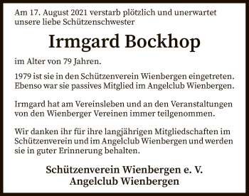 Traueranzeige von Irmgard Bockhop von SYK