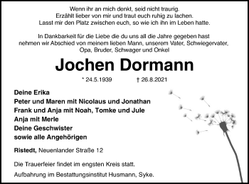 Traueranzeige von Jochen Dormann von SYK